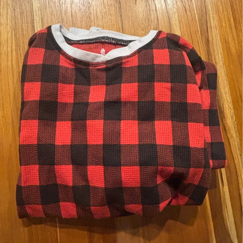 Cuddle Duds Buffalo Plaid Red and Black Girls Pajamas Base Layer